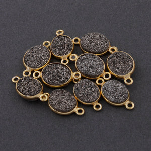 10 Pcs Mystic Black Druzy Druzzy Drusy Oval 925 sterling Vermeil Double Bail Connector 17mm-18mm SS213 - Tucson Beads