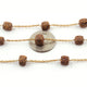 2 Feet Brown Jasper Cubes Rosary Style Beaded Chain 9mm-10mm Wire Wrapped 24k Gold Plated Chain BD628 - Tucson Beads