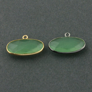 LISTING IS FOR Five (5) Pcs Green Chalcedony Faceted Oval Single Bail Pendant -SS232 (You Choose) - Tucson Beads