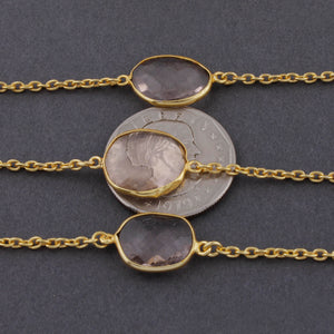1 Foot Crystal Quartz  Connector Chain - Crystal Quartz  24k Gold  Plated Bezel Continuous Connectors Beaded  Chain BD854 - Tucson Beads