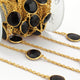 1 Foot Andalusite Connector Chain - 24k Gold  Plated Bezel Continuous Connectors Beaded  Chain BD856 - Tucson Beads