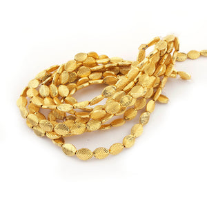 2 Strands Fine Quality Scratch Oval Beads 24K Gold Plated Over Copper - Scratch Oval Beads 9x7mm 8 Inches  Strand GPC447 - Tucson Beads