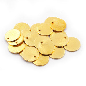 50 Pcs Gold Round Charm 24k Gold Plated On copper - Gold mat finish charm 12mm GPC596 - Tucson Beads