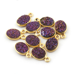 10 Pcs Mystic Purple Druzy Druzzy Drusy Oval Shape 925 sterling Vermeil Single Bail Pendant .13mmx8mm SS268 - Tucson Beads