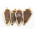 4 pcs Jasper Arrowhead  24k Gold  Plated  Pendant -  Electroplated With Gold Edge 2 Inches AR291