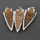 3 Pcs Brown Jasper Arrowhead 925 Silver Plated Single Bail Pendant -  Electroplated With Silver Edge - 72mmx28mm-76mmx29mm AR309 - Tucson Beads