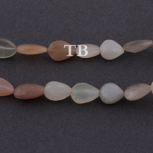 2 Strands Multi Moonstone Pear Drop Center Drill Beads Briolettes - 11mmx9mm-13mmx9mm 8 Inch  BR3800 - Tucson Beads