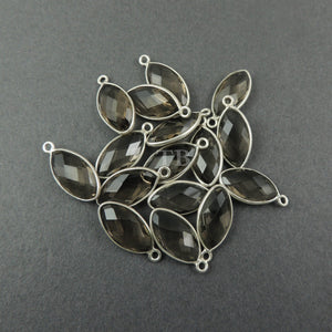 4 Pcs Smoky Quartz 925 Sterling Silver Faceted Marquise Single Bail Pendant SS341 - Tucson Beads