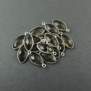 4 Pcs Smoky Quartz 925 Sterling Silver Faceted Marquise Single Bail Pendant SS341 - Tucson Beads