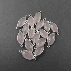 4 Pcs Rose quartz 925 Sterling Silver Faceted Marquise Double Bail Connector SS344 - Tucson Beads
