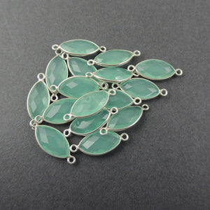 Listing is Five(5) Pcs Aqua Chalcedony 925 Sterling Silver Faceted Marquise Double Bail Connector SS339 - Tucson Beads