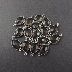 4 Pcs Smoky Quartz Faceted Pear 925 Sterling Double Bail connector- 20mmx11mm SS343 - Tucson Beads