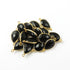 5 Pcs Black Onyx 925 Sterling Vermeil Faceted Pear Double Bail Conector - SS435