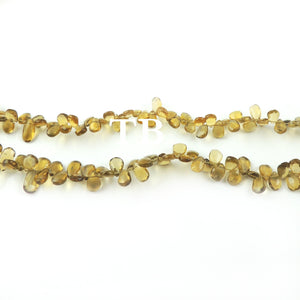 1 Strand Finest Quality Beer Quartz Faceted Pear Shape Briolettes -  Quartz  Beads 6mmx5mm-9mmx6mm 9 Inches  BR3856 - Tucson Beads