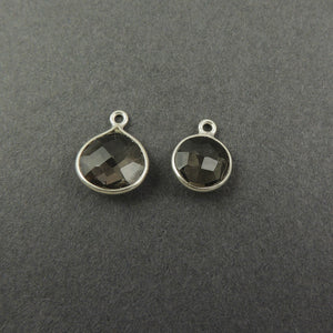 10 Pcs Smoky Quartz 925 Sterling Silver Faceted Heart Shape Single Bail Pendant - SS484 - Tucson Beads
