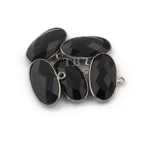 5 Pcs Black Onyx Faceted Oval 925 Sterling Silver/Vermeil /Oxidized Silver Single Bail Pendant - 21mmx14mm SS224 (You Choose) - Tucson Beads