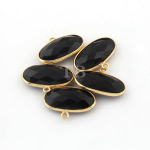 5 Pcs Black Onyx Faceted Oval 925 Sterling Silver/Vermeil /Oxidized Silver Single Bail Pendant - 21mmx14mm SS224 (You Choose) - Tucson Beads
