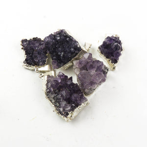 Amethyst Druzy Druzzy Drussy Cluster Electroplated 24K Gold Plated/925 Silver Plated Single Bail Pendant DRZ004 - Tucson Beads