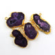 Natural Pink/Purple/Brown Agate Druzy Drusy Druzzy Slice Electroplated 24K Gold Plated Single Bail Pendant Drz016 - Tucson Beads