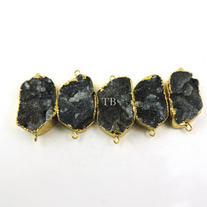 Black & Grey Snowflake Cactus Druzy Druzzy Drusy Electroplated 24K Gold Plated Double Bail Connector DRZ020 - Tucson Beads