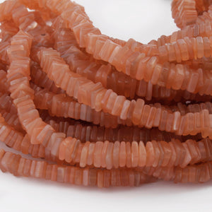 1 Strand Peach Moonstone Smooth Heishi Beads - Square Flat Thin Beads 4mm-5mm 16 Inches BR4083 - Tucson Beads