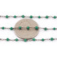 5 Feet Malachite Smooth Rosary Style Beaded Chain - Black Wire Wrapped Chain 3mm SC250 - Tucson Beads