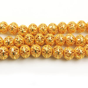 1 Strand AAA Quality Casting Fancy Rondelles 24K Gold Plated on Copper - Fancy Rondelles Beads 15mm 8 Inch Strand GPC495 - Tucson Beads