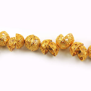 1 Strand 24k Gold Plated Designer Copper Casting Half Cap Beads - Jewelry- 20mmx11mm 8 Inches GPC104 - Tucson Beads