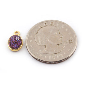10 Pcs Mystic Purple Druzy Druzzy Drusy Oval Shape 925 sterling Vermeil Single Bail Pendant .13mmx8mm SS268 - Tucson Beads