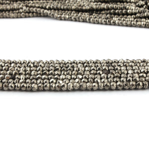 5 Strands Natural Pyrite Sparkling Rondelles,Micro Faceted Roundelles,Sparkling Beads,Pyrite beads 3.5mm-4mm RB139 - Tucson Beads