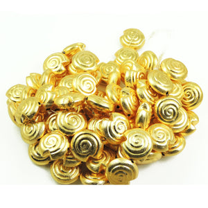 1  Strands 24k Gold Plated Over Copper Snail Mat Finish Beads- Snail Mat Beads 25mm 8 inch Strand GPC677 - Tucson Beads