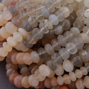 1 Strand Multi Moonstone Faceted Rondelles - Roundel Beads 9mm-10mm 7 Inches BR3859 - Tucson Beads