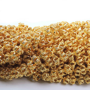 1 Strand Flower Half Cap 24K Gold Plated on Copper -  Half Cap Beads 9mmX6mm 8 Inches Gpc691 - Tucson Beads