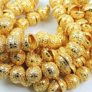 1 Strand 24k Gold Plated Designer Copper Casting Half Cap Beads - Jewelry13mmx5mm 8.5 Inches GPC685 - Tucson Beads