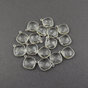 4 Pcs Crystal Quartz Hydro 925 Sterling Silver Faceted Cushion Shape Single Bail Pendant-20MMx16MM  SS144 - Tucson Beads