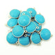 4 Pcs  Turquoise 925 Sterling Silver Faceted Round Double Bail Connector-  21mmx15mm SS323 - Tucson Beads
