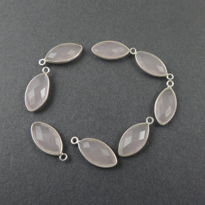 4 Pcs Rose Quartz Faceted 925 Sterling Silver Marquise Single Bail Pendant - 20mmx9mm SS337 - Tucson Beads