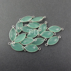 Listing is Five(5) Pcs Aqua Chalcedony 925 Sterling Silver Faceted Marquise Double Bail Connector SS339 - Tucson Beads