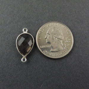 4 Pcs Smoky Quartz Faceted Pear 925 Sterling Double Bail connector- 20mmx11mm SS343 - Tucson Beads