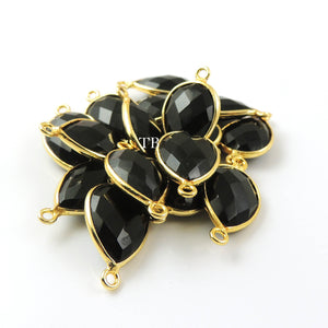 4 Pcs Black Onyx 925 Sterling Vermeil Faceted Pear Double Bail Conector - SS435 - Tucson Beads
