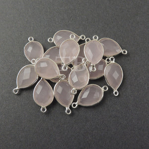 Listing is For Four (4) Pcs Rose Quartz 925 Sterling Silver Faceted Pear Double Bail Connector- SS438 - Tucson Beads