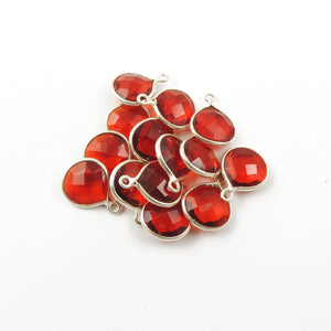 9 Pcs Red Hydro Heart Faceted 925 Sterling Silver Single Bail Pendant 12mmx10mm-15mmX11mm SS453 - Tucson Beads