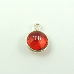 9 Pcs Red Hydro Round Faceted 925 Sterling Silver Single Bail Pendant 12mmx9mm-14mmX11mm SS454 - Tucson Beads