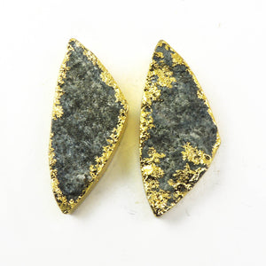 Sodalite Druzy Druzzy Drusy Electroplated 24K Gold Plated Edges - Restring Hole In Both Side DRZ006 - Tucson Beads
