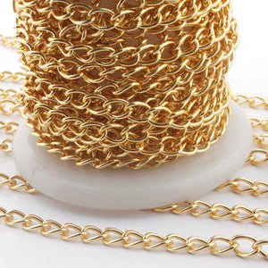 2 Feet Gold Plated Copper Chain - Cable Oval Link Chain - Copper Gold Curb Chain - Soldered Chain 9mmx6mm GPC720 - Tucson Beads