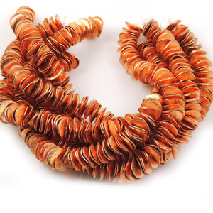 1 Strand Wavy Disc With Mat Finish Rose Gold Copper Beads - Potato Chips Beads 10mm 8 Inch Strand GPC519 - Tucson Beads