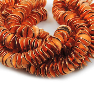 1 Strand Wavy Disc With Mat Finish Rose Gold Copper Beads - Potato Chips Beads 14mm 9 Inch Strand GPC639 - Tucson Beads