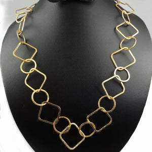 2 Necklaces 3 Feet Each 24k Gold Plated Square Shape Chain With Round Circle Copper Link Chain-Each 36 inch GPC409 - Tucson Beads