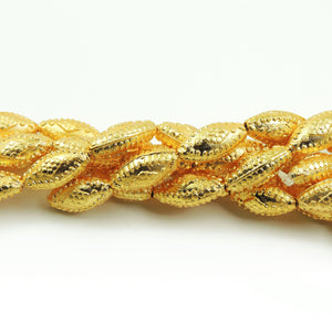 1 Strand 24k Gold Plated Designer Copper Casting Marquise Shape Beads - 24mmx12mm - Jewelry - 8 Inches GPC650 - Tucson Beads