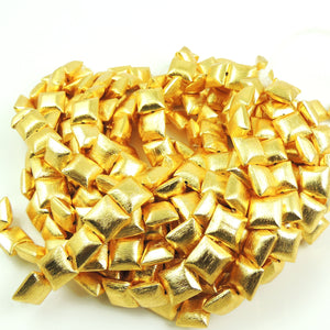 2 Strands Fine Quality Cushion Beads 24K Gold Plated Over Copper - Square Shape Beads 12mm 8.5 Inches Strand  GPC680 - Tucson Beads